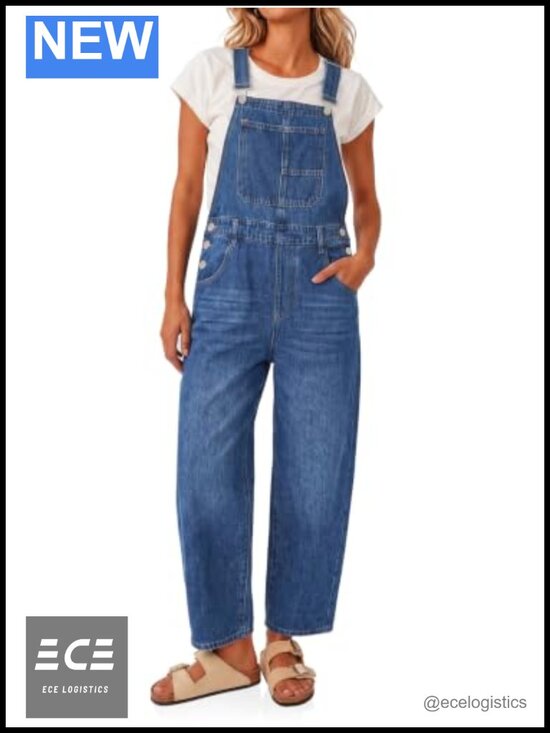 Denim - Flowyair Women's Denim Overalls Barrel Wide Leg Adjustable Bib Jumpsuit